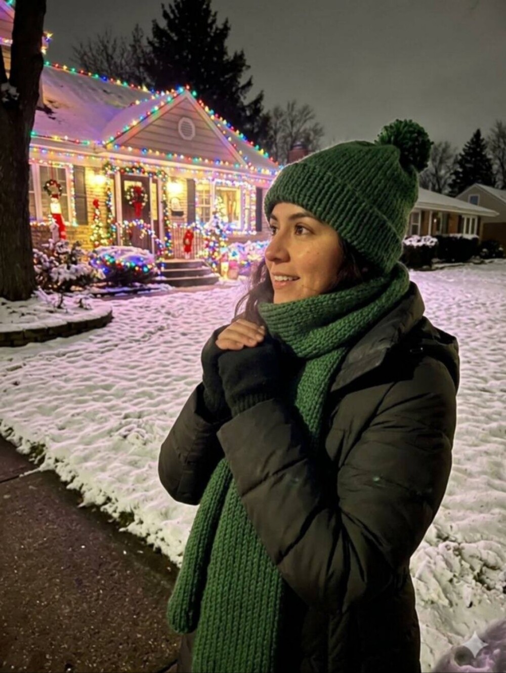 Classic Chunky Knit Pom-Pom Beanie and Scarf Set - Green Both Scarf And Hat